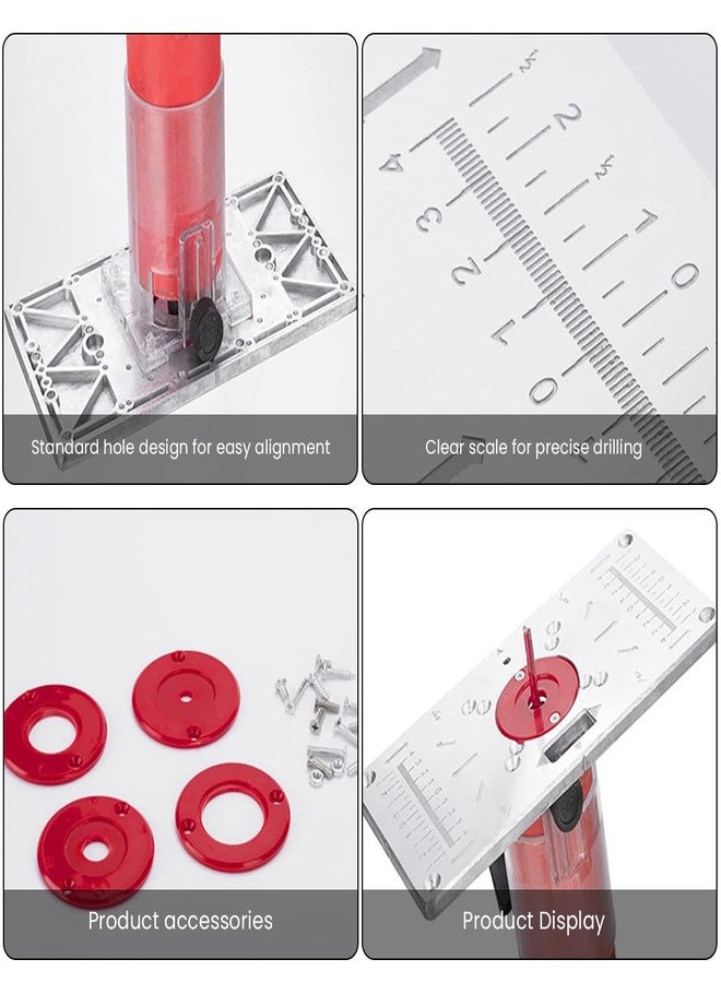 Serplex لوحة توجيه من الألومنيوم الممتاز من سيربلكس® لطاولة النجارة، لوحة إدخال بسماكة 8 مم لأجهزة توجيه ماكيتا M372/3709/3703MT370، دقة عالية مع جلبة فتحة مركزية، مجموعة كاملة مع الملحقات - Image 3